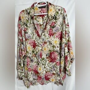 Zara Top Women’s Floral XL Blouse Tunic